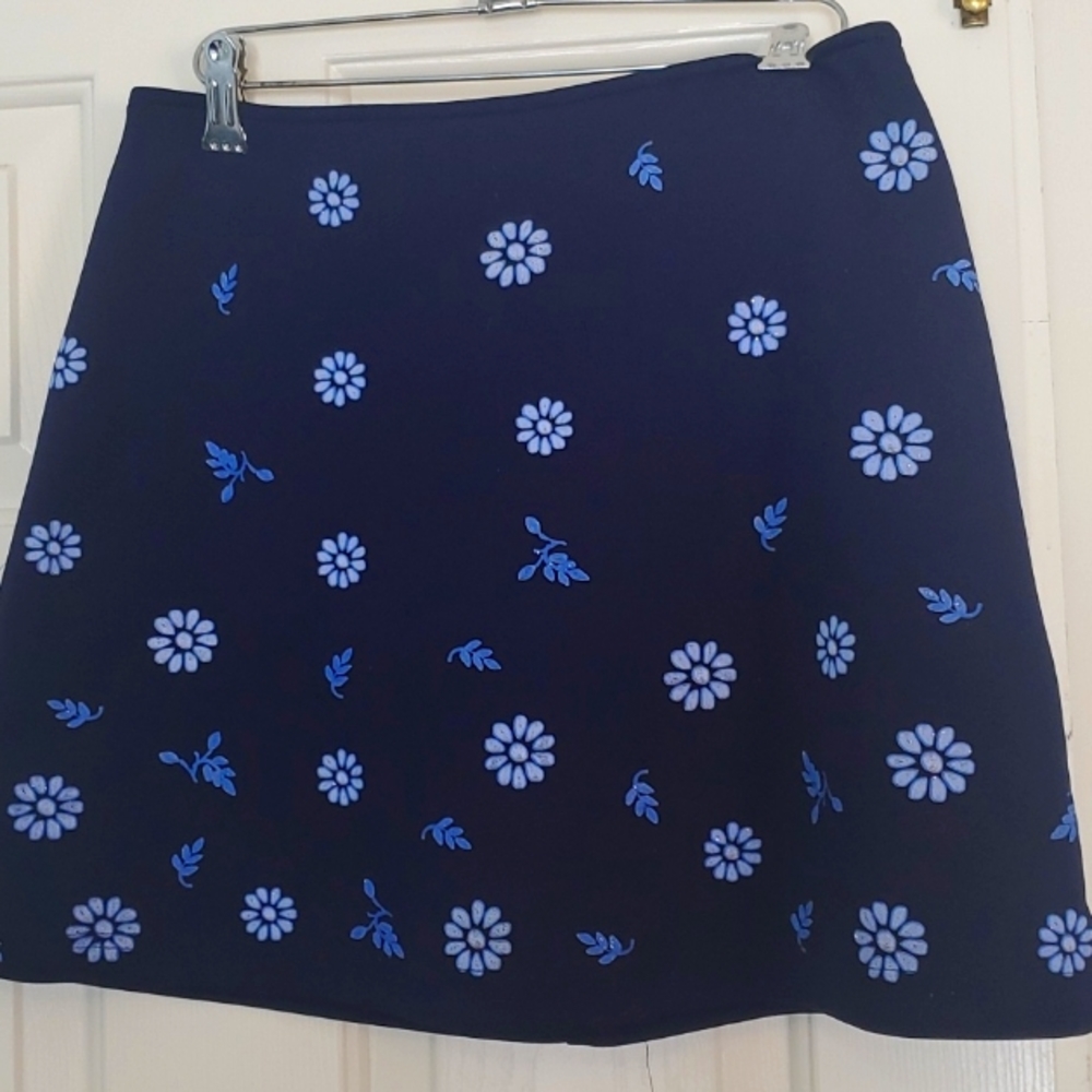 GIRL CODE, BLUE & WHITE FLOWERS, MINI SKIRT, SIZE 14.5